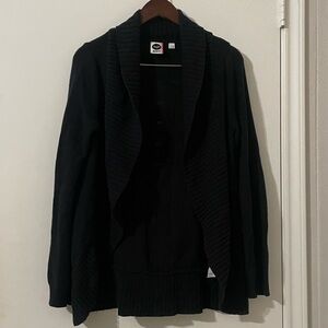 Roxy 100% Cotton Chunky Knit Shawl Collar Cardigan Black Small